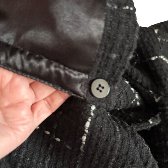 Maralyn & Me Double Breasted Pea Coat Tweed Black Plaid Jacket - Picture 7 of 14